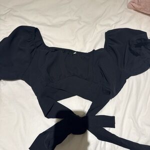 Elegant Black Puff Sleeve Top